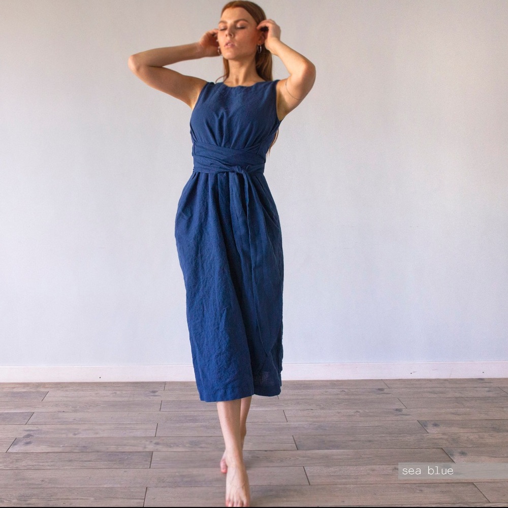 Len OK Linen // 100% linen NPL style dress, size Medium